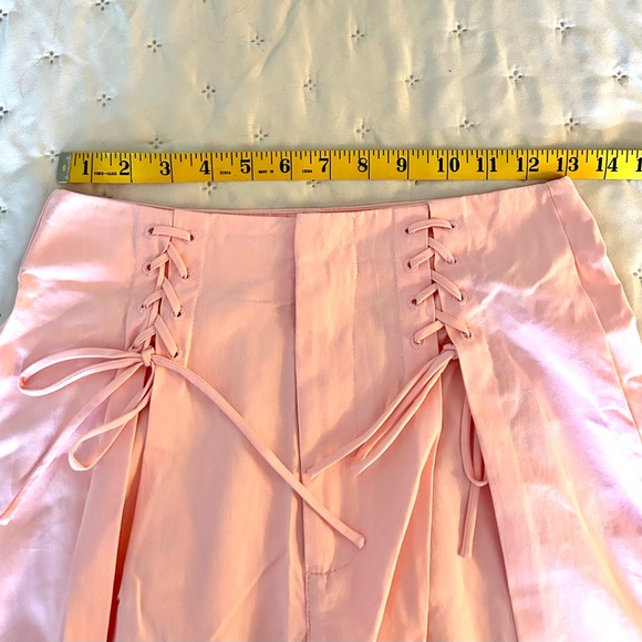 253 • Peach 100% Cotton Poplin Wide Leg Lace Up Summer Weight Pants - Picture 8 of 8